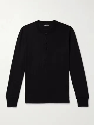 Cotton-Jersey Henley T-Shirt