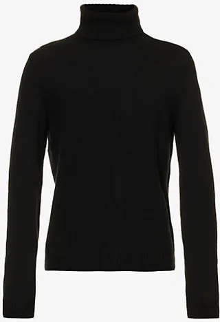 Ralph auren Purple abel Mens Classic Black Turtleneck Regular-fit Cashmere Jumper