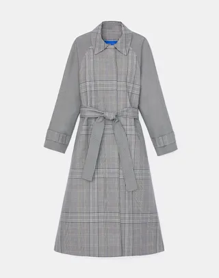 L148 Outdoor Double Face Houndstooth Plaid Trench