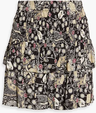 Cordelia tiered printed voile mini skirt