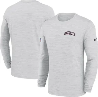 Men's Nike White New England Patriots Velocity Athletic Stack Performance Long Sleeve T-shirt