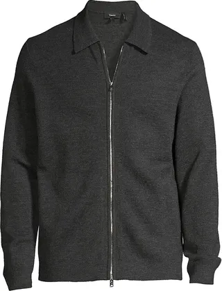 Regal Wool Zip-Up Polo Sweater