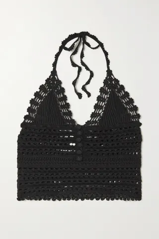 Isabel Marant - Frinley Cropped Crocheted Cotton Halterneck Tank - Black