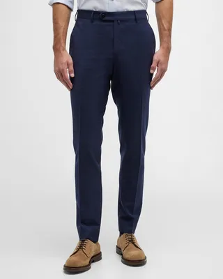 Men's Windowpane Wool-Cashmere Trousers