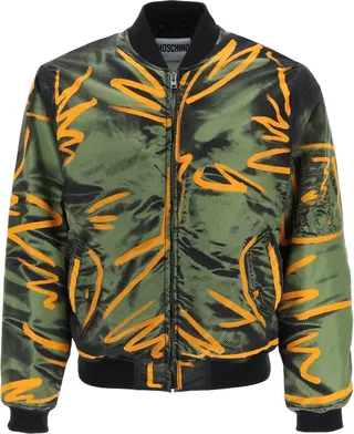 Shadows & Squiggles Nylon Bomber Jacket
