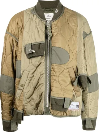 Patchwork Quilted Bomber Jacket