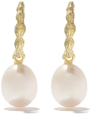 18kt yellow gold Organic Pearl hoops