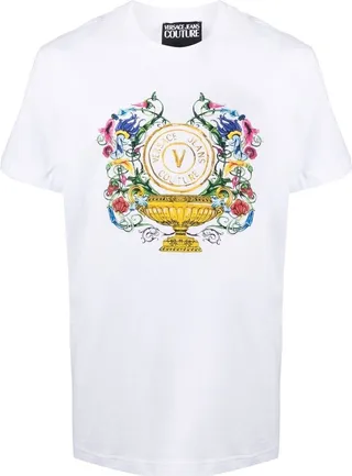 White Graphic Print Cotton T-Shirt