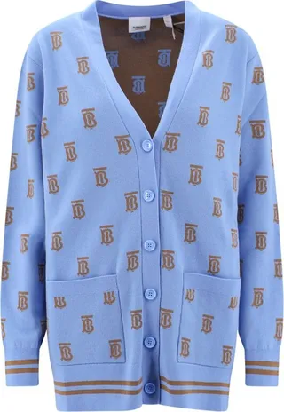 Burberry TB Monogram Jacquard V-Neck Cardigan