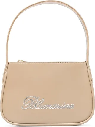 Crystal-Embellished Leather Shoulder Bag