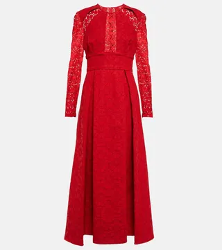 Pleated lace gown