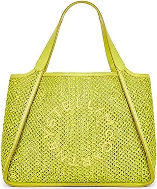 Stella McCartney Rafia Mesh Logo Tote Bag in Green
