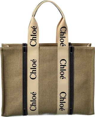 Chloé Woody Large Canvas & Leather Tote