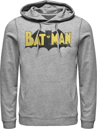 Men's Batman Logo Vintage Pull Over Hoodie - Athletic Heather - 3X Large