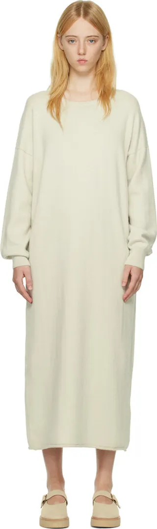 Lauren Manoogian Beige Ribbed Midi Dress