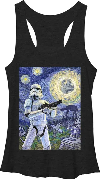 Women's Star Wars Stormtrooper Starry Night Racerback Tank Top - Black Heather - Large