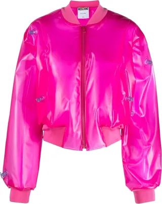 Sheer Cropped Bomber Jacket