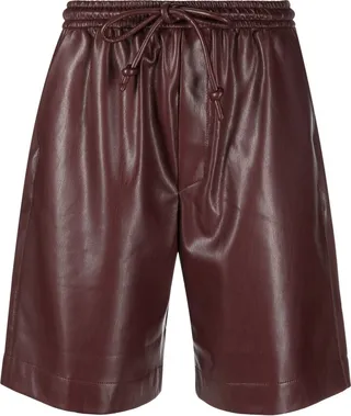 Drawstring Faux-Leather Shorts