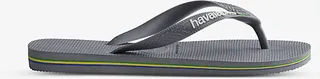 Womens Grey Brazil Logo-embossed Rubber Flip Flops