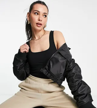 ASOS DESIGN Tall tank top bodysuit with scoop front and back in black