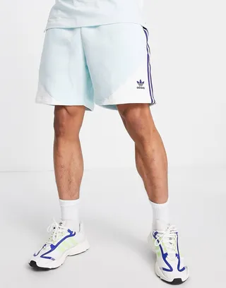 adidas Originals SPRT blocked three stripe 6.5 inch fleece shorts in mint green