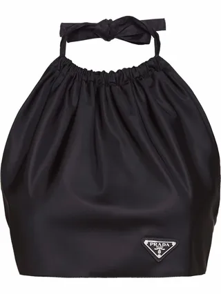 Re-Nylon halterneck crop top