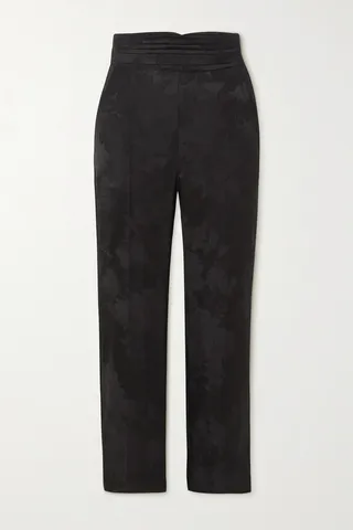 Erdem - Helga Cropped Wool-blend Jacquard Slim-leg Pants - Black