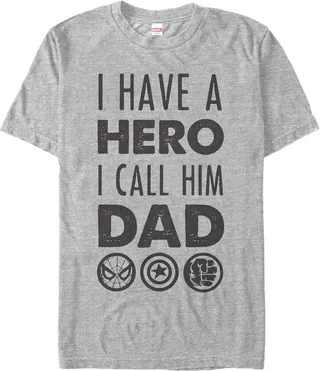 Men's Marvel Father's Day Avengers Hero Dad T-Shirt - Athletic Heather - Large