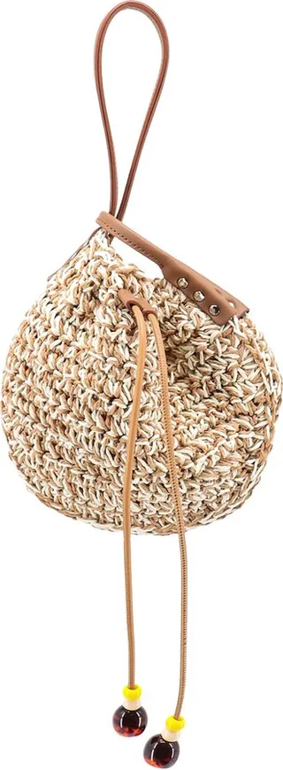 Rafia and leather handbag