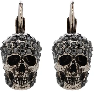 Crystal-Embellished Skull Earrings