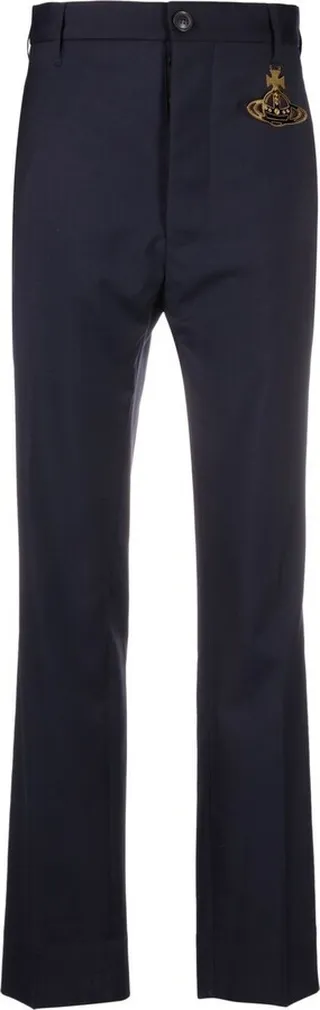 Orb-plaque straight-leg trousers
