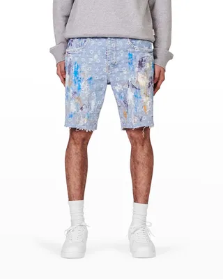 Men's Painted Monogram Denim Shorts