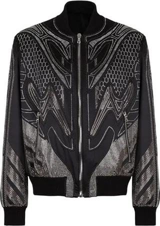 Studded nylon bomber jacket
