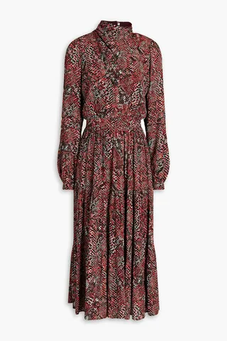 Eleonor gathered printed georgette midi dress