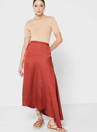 Ruffle Detail Asymmetric Skirt