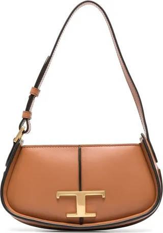 Logo-Plaque Leather Shoulder Bag