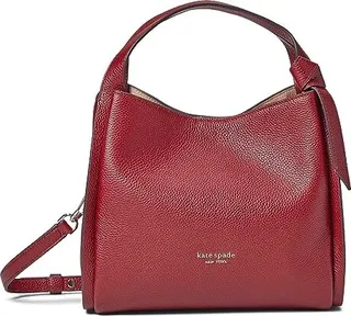 Kate Spade New York Knott Pebbled Leather Medium Crossbody Tote (Autumnal Red) Handbags