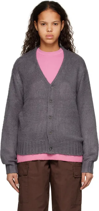 Stüssy Gray Y-Neck Cardigan
