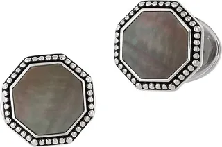 Octagon Mother-Of-Pearl Stainless Steel Cufflinks