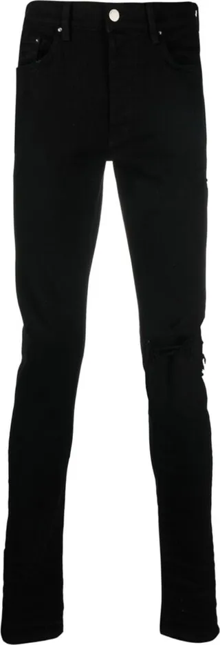 Distressed-Finish Slim-Cut Jeans