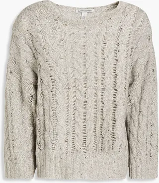 Embellished cable-knit cashmere-blend sweater