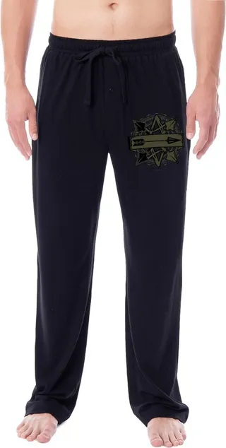 DC Comics Arrow Men's Green Arrow Starling City Logo Pajama Pants (Medium) Black