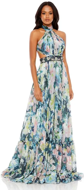 Belted A-Line Cutout Gown