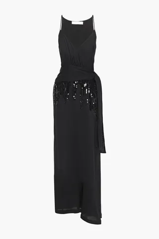 Sequin-embellished silk-crepe jersey midi dress