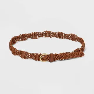 Women's Macrame Belt - Universal Thread™ Rust M