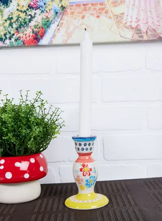 Folk Floral Candle Holder