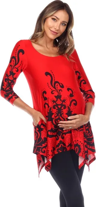 Maternity 'Ganette' Tunic Red Small - White Mark