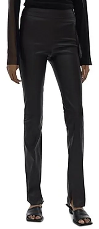 Helmut Lang Leather Slit-Hem Pants