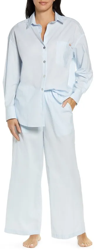 Long Sleeve Button-Up Airy Cotton Pajamas