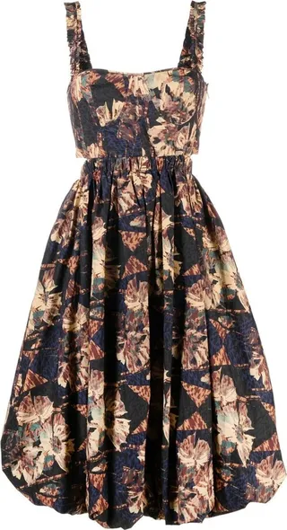 Floral-Pattern Midi Dress